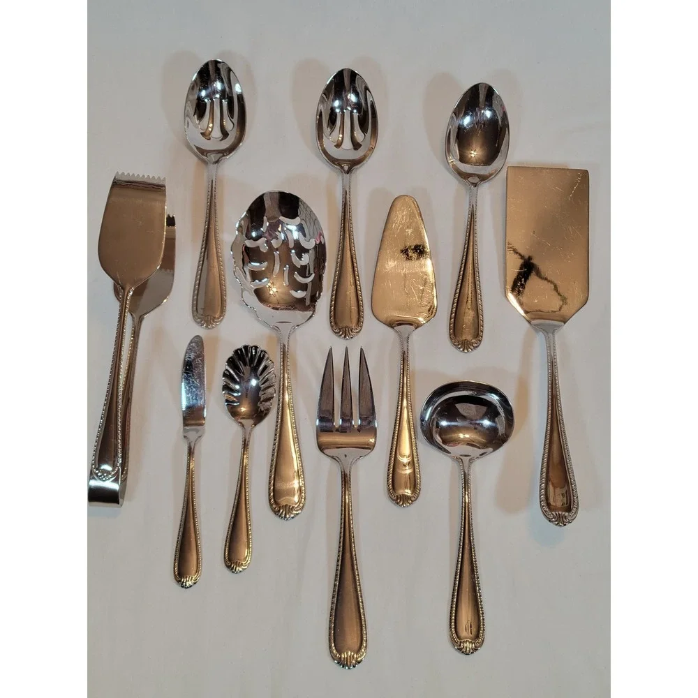 Reed & Barton Domain Serving Set 11pc 18/10 Stainless Salad Tongs Lasagna Spoon